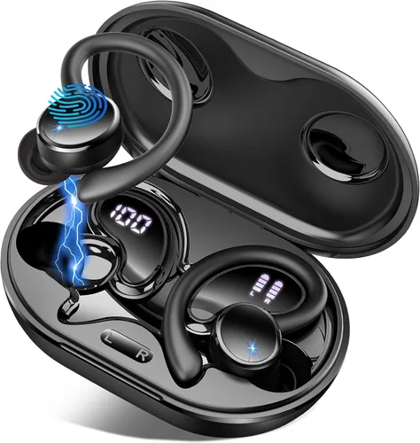 Vista 9 de Auriculares inalámbricos, Bluetooth 5.4 deportivos, sonido de graves profundos de 50 horas con 4 micrófonos ENC con cancelación de ruido, pantalla