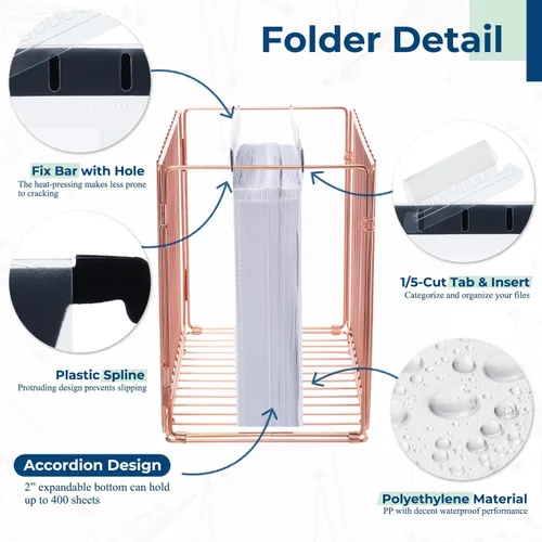 Vista 5 de Y YOMA Carpeta colgante de plástico con capacidad adicional, tamaño carta, expansión de 2 pulgadas, paquete de 6 carpetas colgantes expandibles