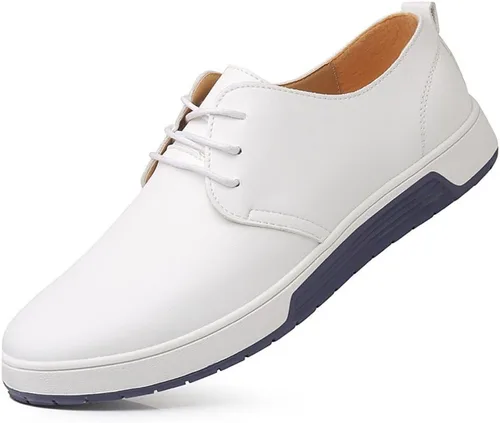 Vista 14 de konhill Zapatos Oxford casuales para hombre - Zapatos de vestir transpirables, mocasines con cordones, zapatillas planas Lk Negro