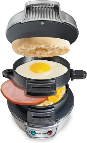 Vista 16 de Hamilton Beach Sandwichera de desayuno con anillo para cocinar huevos, ingredientes personalizados, perfecta para magdalenas inglesas, croissants