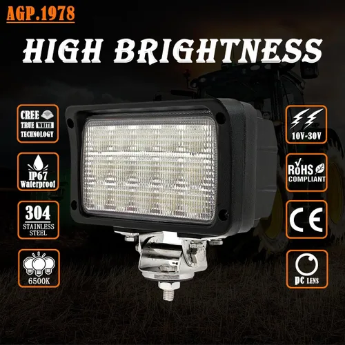 Vista 3 de Luz de trabajo LED de 45 W, 6 pulgadas, lámpara antiniebla LED de inundación, ultra brillo, rectangular, 12 V, compatible con John Deere Tractor