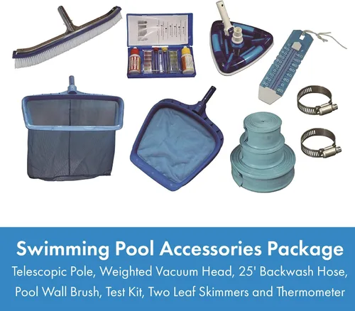 Vista 2 de SmartClear Kit de mantenimiento de piscina de lujo, juego de limpiador de accesorios de piscina, cabezal de vacío pesado, manguera de lavado a