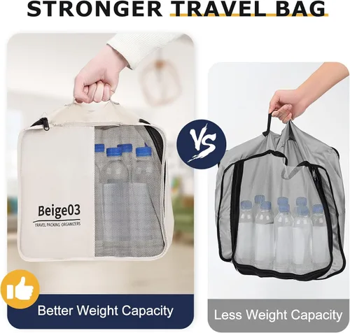 Vista 5 de H.TRAVER - Juego de 10 cubos de embalaje, bolsas organizadoras de maleta, bolsas organizadoras de viaje portátiles para equipaje, organizadores