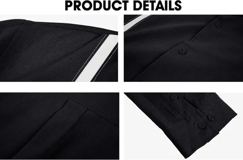 Vista 3 de Xenuay Camisas guayabera de algodón y lino para hombre, camisa de manga larga con botones