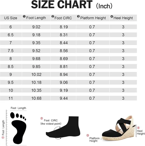 Vista 6 de mysoft Women's Closed Toe Crisscross Elastic Ankle Strap Platform Espadrille Wedge Sandals