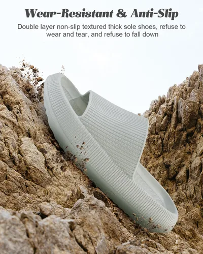 Vista 5 de OLDSH Sandalias de nube para mujeres y hombres, suela gruesa para casa y exteriores, pantuflas antideslizantes de EVA, pantuflas de casa