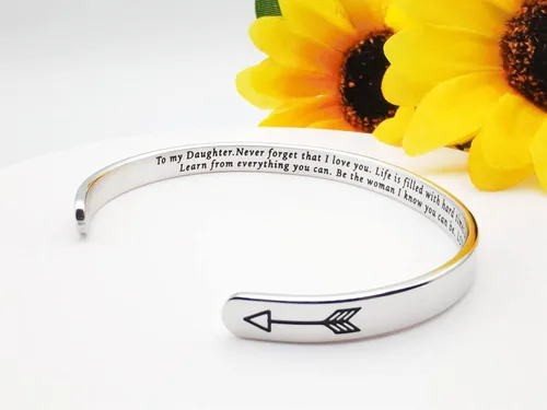 Vista 166 de Pulseras inspiradoras para mujer, joyería de acero inoxidable, con refranes, pulsera motivacional con mensaje oculto, pulseras grabadas para mejor