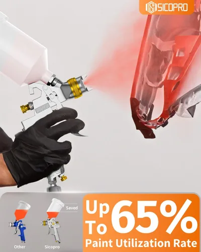 Vista 4 de Pistola pulverizadora de pintura HVLP, pulverizador de pintura a aire para pintura de casas, automóviles, pistolas de pintura automotrices