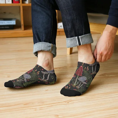 Vista 6 de devor Crew Socks for Men Cotton Men's Sock Ankle Socks Humor Mushrooms Funny Mushrooms Magic Mushrooms Plant Forest Socks
