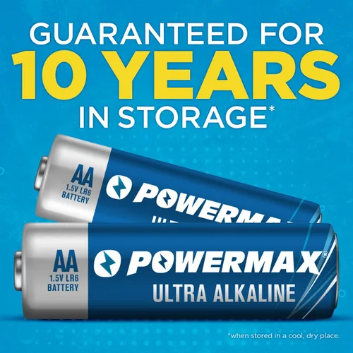 Vista 2 de Powermax 12 pilas AA dobles, paquete de ampollas alcalinas de larga duración para el hogar y la oficina, 10 años de vida útil