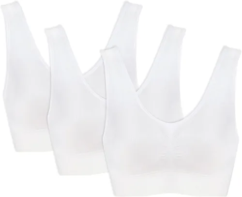 Vista 12 de Paquete de 3 brasieres para mujer, paquete de brasier sin varillas, color sólido, sin costuras Todo negro