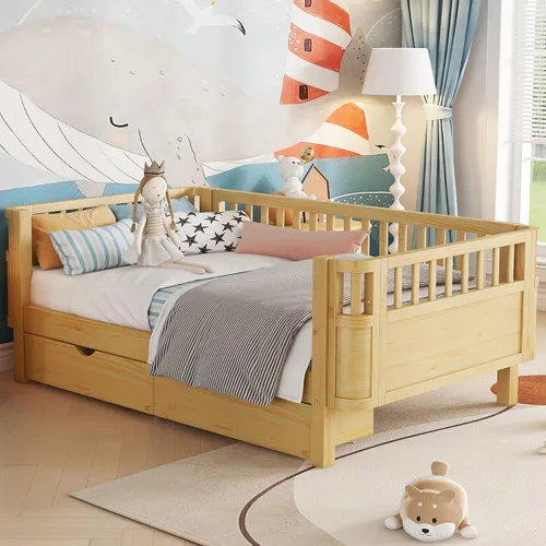 Vista 9 de Harper & Bright Designs - Estructura de cama de madera Blanco con cajones de almacenamiento