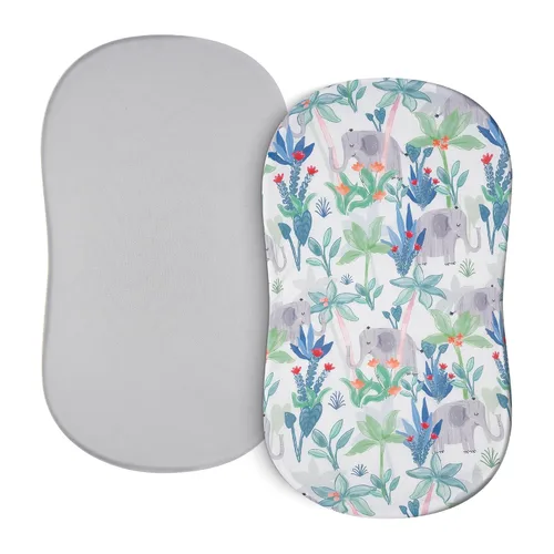 Vista 14 de Sábanas de moisés de bebé para niñas y niños, paquete de 2 sábanas de bebé para colchón de moisés cuadrado rectangular ovalado, 33 x 16 pulgadas