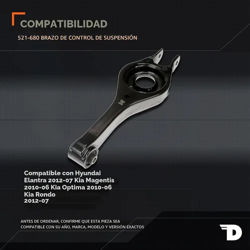 Vista 2 de Dorman 521-680 Brazo de control de suspensión inferior trasero