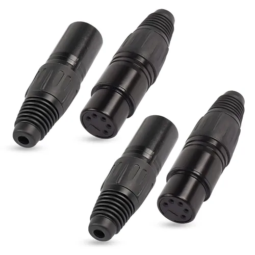 Vista 8 de XMSJSIY Conectores XLR hembra de 4 pines, conector de micrófono de audio XLR-F de 4 pines, conectores de cable XLR de repuesto, enchufe F de audio