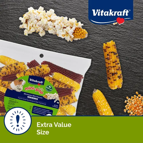 Vista 3 de Vitakraft Mini Pops - Mazorcas de maíz para microondas para animales pequeños, bocadillo de maíz en la mazorca para hámsters, conejos y cobayas