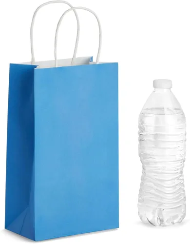 Vista 6 de BLUE PANDA Bolsas de regalo – 9 x 5 x 3 pulgadas, paquete de 25, color azul, bolsas de recuerdo de fiesta con asas para dulces y golosinas