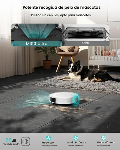 Vista 5 de Lefant M310 Ultra Robot Vacuum and Mop, 6000Pa Suction-Slim Robotic Cleaner with ToF LiDAR Navigation, Accurate Obstacle Avoidance, WiFi/App/Alexa