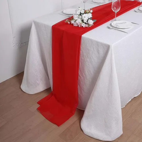 Vista 20 de Tableclothsfactory Camino de mesa de gasa de amatista de 22 x 80 pulgadas para bodas, fiestas, banquetes, decoración, ajuste rectangular y mesa