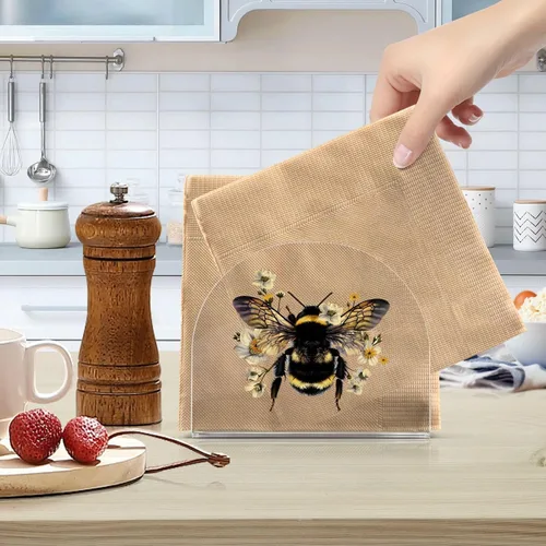 Vista 6 de Servilletero de abeja para mesa, dispensadores de servilletas de tejido acrílico, servilleteros de cóctel para cocina, mesa de comedor, bar