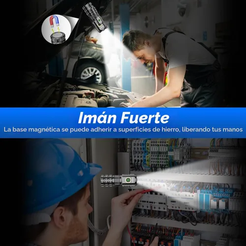 Vista 3 de UNROEVS XC06 LED Linterna pequeña 2550 lúmenes con base magnética