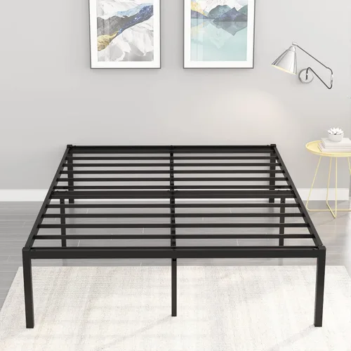 Vista 9 de Weehom Marco de cama de tamaño matrimonial de 16 pulgadas, plataforma de metal, no necesita somier, base de colchón, soporte de listones de acero