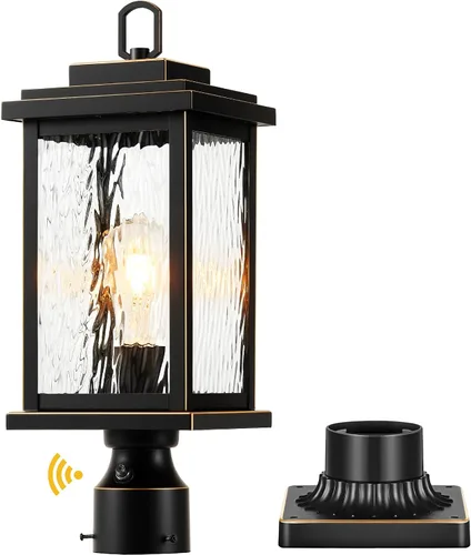 Vista 11 de VIANIS Luces de Poste Exteriores Grandes de Anochecer a Amanecer, Lámpara de Poste Exterior Cableada Permanentemente Negra Impermeable con Base