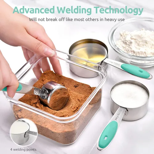 Vista 4 de U-Taste - Juego de tazas y cucharas medidoras: U-Taste 18/8 de acero inoxidable, 12 piezas, apilamiento de metal, juego de medidas para cocina