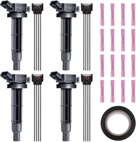 Vista 41 de Juego de 4 bobinas de encendido y arnés de cableado con conector pigtail compatible con Accord Odyssey Acura Saturn 3.0L 3.2L 3.5L V6 C1221 UF242