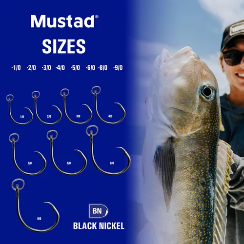 Vista 6 de Mustad Círculo de demonio con anillos 4 veces fuerte, diseñado para funcionar perfectamente con gancho Kirbed, níquel negro