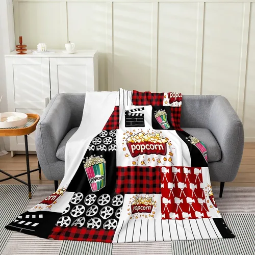 Vista 14 de Manta de felpa con diseño de palomitas de maíz, para niños, niñas, adolescentes, cine para todas las estaciones, manta de cama transpirable a