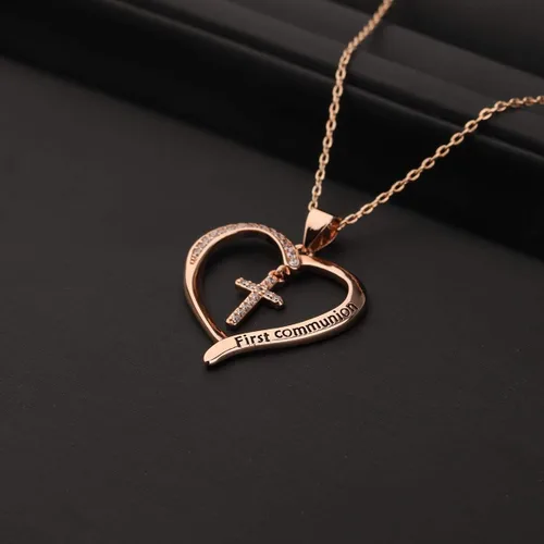 Vista 5 de ENSIANTH Regalo de primera comunión para niñas, regalo de cruz cristiana, joyería de bautismo