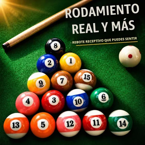 Vista 2 de HMQQ Precision-Molded Billiard Balls, 2-1/4 Inch 16-Piece Pool Ball Set Glossy resin construction with balanced roll for home tables, billiard