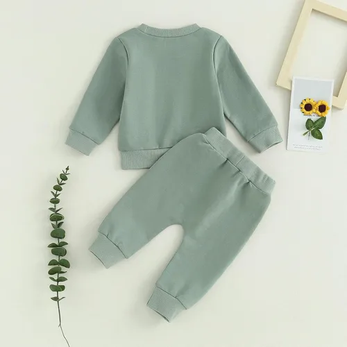 Vista 8 de YINGISFITM Conjunto de sudadera con cuello redondo y estampado para niña pequeña para otoño e invierno