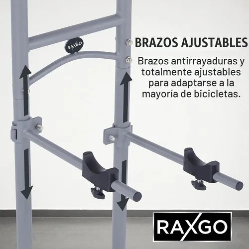 Vista 4 de RaxGo Estante de almacenamiento de garaje para bicicletas, soporte de piso de garaje para 2 bicicletas, independiente, ganchos ajustables