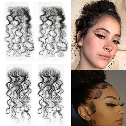 Vista 7 de EMMOR Cabello humano virgen invisible con bordes de encaje HD para mujer, cabello humano virgen, reutilizable, color negro natural, rizado, 2