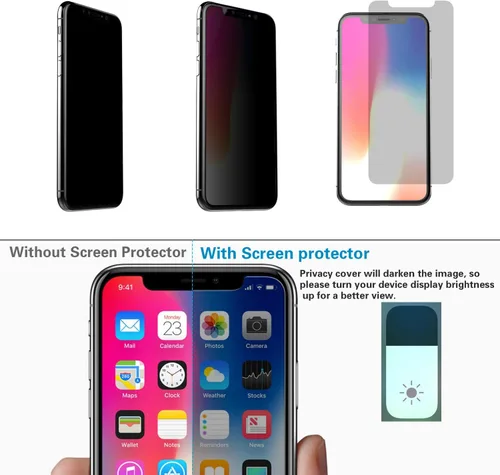 Vista 7 de Protector de pantalla de privacidad de vidrio templado para teléfono celular (negro, paquete de 2), compatible con iPhone 11/XR de 6.1 pulgadas