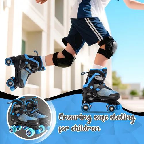 Vista 5 de SULIFEEL Patines para niñas y niños, 4 tallas ajustables con ruedas iluminadas, patines seguros y divertidos para niños, mejor regalo