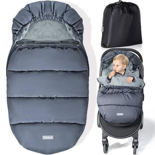 Vista 12 de Orzbow Saco universal para cochecito, bolsa de invierno para cochecito de bebé, saco de dormir cálido de forro polar coral para clima frío