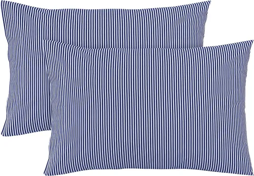 Vista 10 de Feather & Stitch - Fundas de almohada 100% algodón de 2 piezas tamaño Queen, 300TC fundas de almohada ultra suaves con cierre de sobre, resistentes
