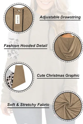 Vista 4 de DOLNINE Sudaderas con capucha de talla grande para mujer, sudaderas de manga larga con bloques