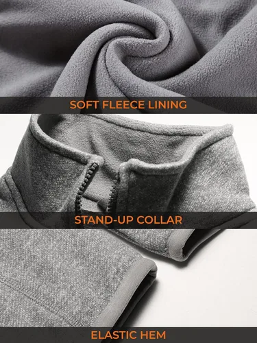 Vista 4 de ORORO Chaqueta de forro polar con cremallera completa para hombre con batería