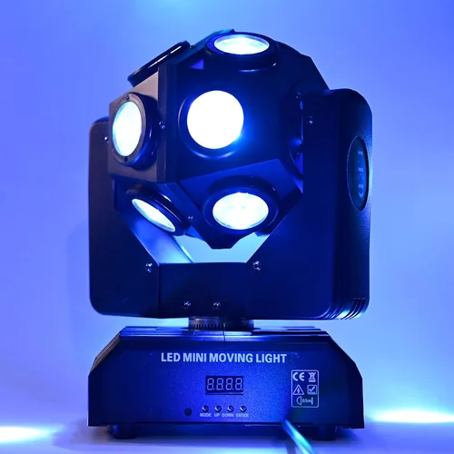 Vista 7 de Luz de Escenario de Cabeza Móvil RGBW 12LED Luces de Haz Giratorio Luces de Iluminación Ascendente de Escenario para Eventos Activada por Sonido