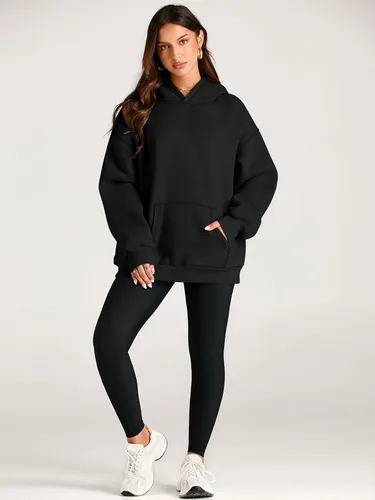Vista 6 de EFAN - Sudadera con capucha para mujer - Sudadera de vellón sobredimensionada con mangas largas para otoño e invierno, ropa de moda inspirada