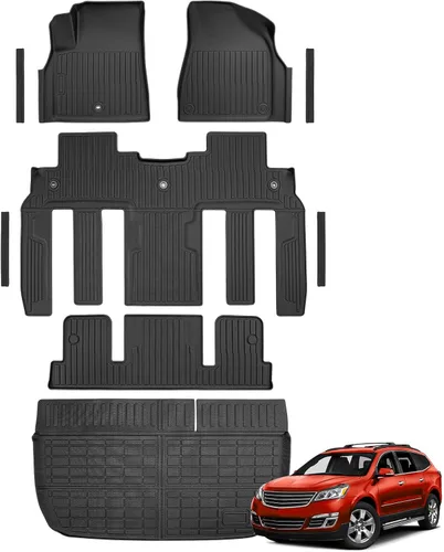 Vista 19 de Alfombrillas para suelo de Dodge Durango 2016-2025 2026 de 6 asientos, protector de carga para todo tipo de clima, TPE resistente, impermeable