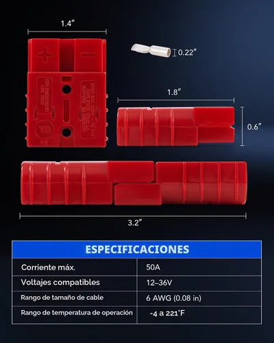 Vista 2 de Orion Motor Tech arnés con cable de conexión / desconexión rápida calibre 6-8 para cabestrante de remolque CC de 12-36V, 50A Rojo
