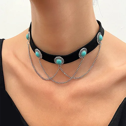 Vista 3 de Ninejuize Gargantilla de terciopelo negro, collar gótico, para Halloween, Navidad, Año Nuevo, regalo para mujer