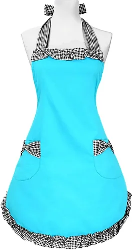 Vista 12 de Violet Mist Lindos delantales negros para mujeres con bolsillos, delantales vintage retro elegantes para niñas con lazo, vestido sexy de los años