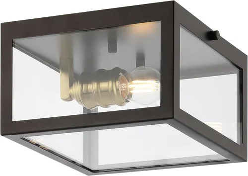 Vista 8 de JONATHAN Y Lámpara de techo cromada de 8 pulgadas para baño, cocina, pasillo, entrada, pantalla de vidrio transparente, 1 bombilla LED Cromo