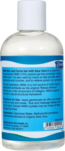 Vista 7 de KALA HEALTH MSMPure MSM Cápsulas 250 unidades y MSM Gel con Aloe Orgánico 8oz Bundle